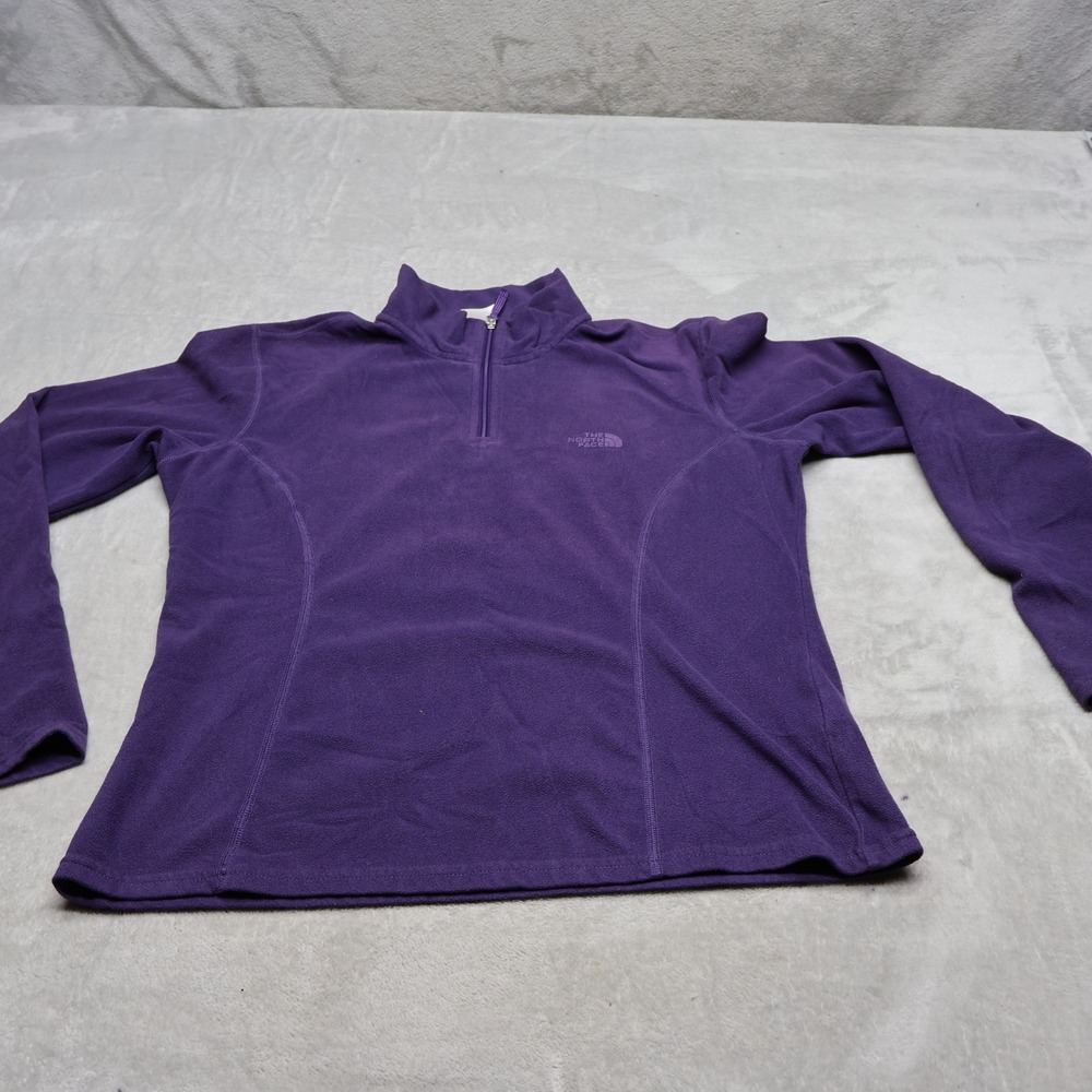 North Face Sweatshirt Womens Medium Purple 1/4 Zip TKA 100 Fleece Pullover READ